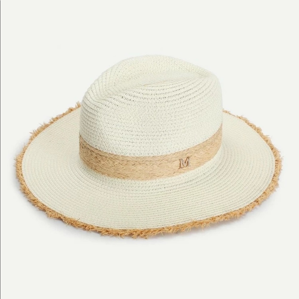 Frayed Trim Straw Hat
